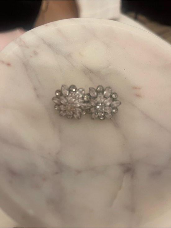 Jewelry - Silver Floral Crystal Stud Earrings - Elegant Women's Jewelry